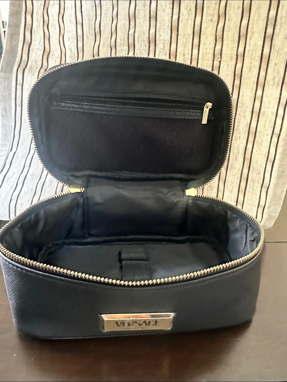 Versace Black Cosmetic Case with Gold Plate